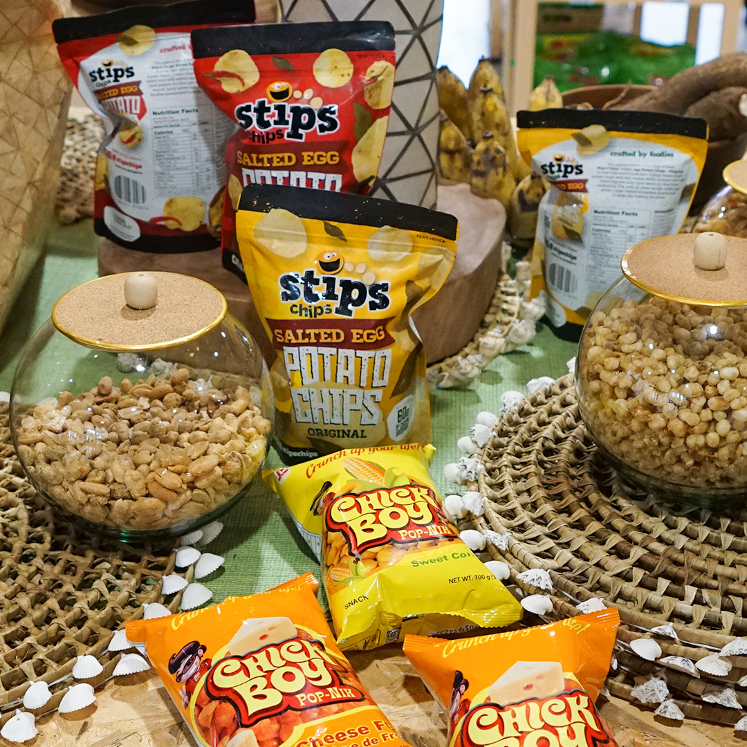 filipino snacks, peanuts, cornick, salted egg, chips
