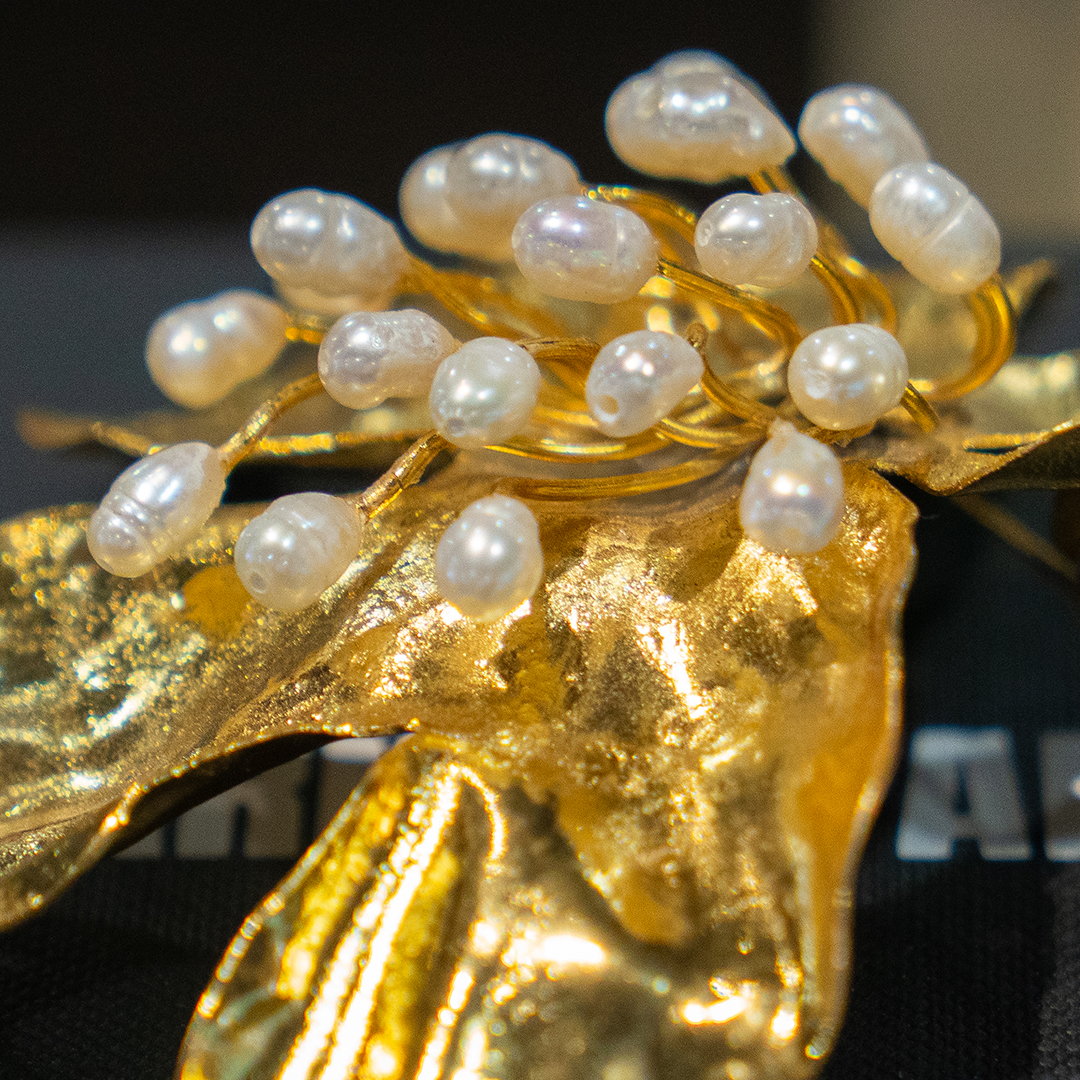Pearl and gold fashion accessory, made in the Philippines